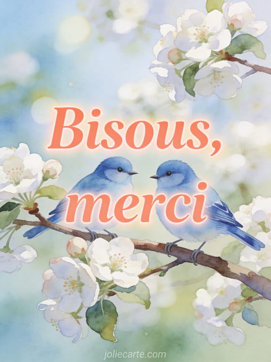 Deux mésanges bleues perchées sur une branche de pommier en fleurs avec lumière printanière douce et bokeh de fleurs blanches