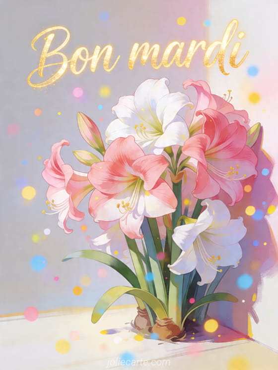 Texte "Bon mardi" avec une ambiance lumineuse.