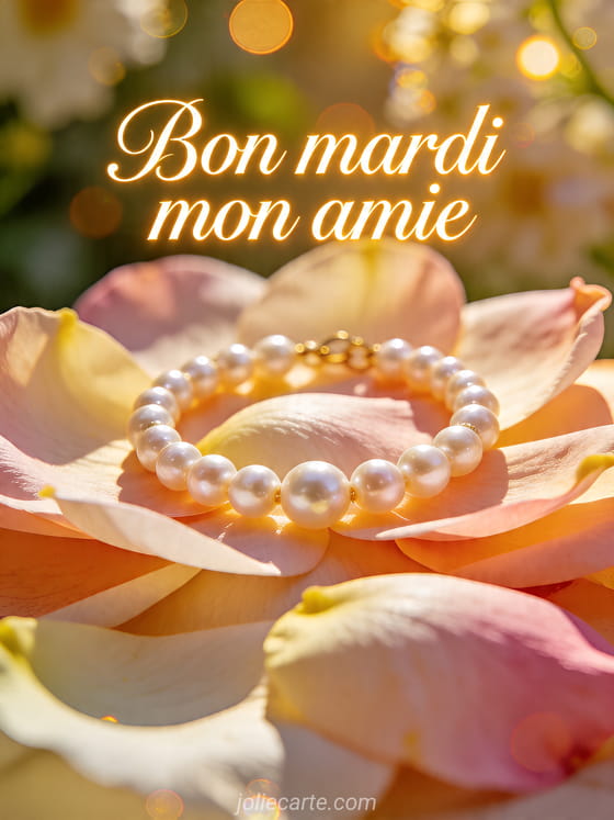 Texte "Bon mardi mon amie" avec une ambiance lumineuse.