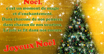 Aperçu de la carte : « Noël, c'est un moment de magie et d'enchantement. La joie se lit dans nos cœurs... »
