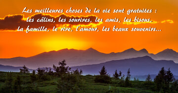 Aperçu de la carte : « Les meilleures choses de la vie sont gratuites : les câlins, les sourires, les amis... »