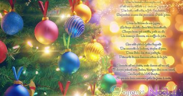 Aperçu de la carte : « Sur la branche d'un sapin orné, luit une constellation de couleurs joyeuses... »