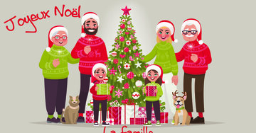 Aperçu de la carte : « La famille, en cette période de fêtes, réchauffe le coeur, met des étoiles... »