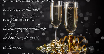 Aperçu de la carte : « Pour le réveillon de Noël, nous vous souhaitons une pluie de bulles pétillantes de... »
