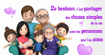 Aperçu de la carte : « Le bonheur, c'est partager des choses simples avec ceux qu'on aime... »