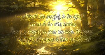Aperçu de la carte : « Avant de penser à la mort, pense à la vie pour donner un sens... »