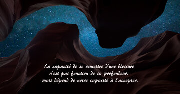 Aperçu de la carte : « La capacité de se remettre d'une blessure dépend de notre capacité à l'accepter... »