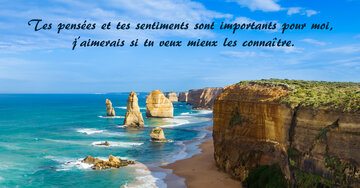 Aperçu de la carte : « Tes pensées et sentiments sont importants, j'aimerais mieux les connaître... »