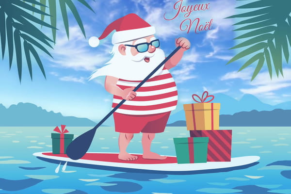 Carte Virtuelle Joyeux Noël en Vacances au Soleil - JolieCarte