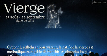 Aperçu de la carte : « Ordonné, réfléchi et observateur, le natif de la vierge est méthodique et aime aider... »