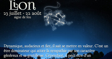 Aperçu de la carte : « Dynamique, audacieux et fier, le Lion est un être généreux, protecteur et loyal... »...