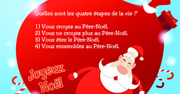 Aperçu de la carte : « Quelles sont les quatre étapes de la vie ? 1) Vous croyez au Père-Noël... »