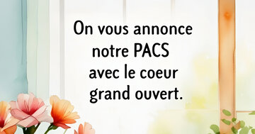 Aperçu de la carte : On vous annonce notre PACS avec le coeur grand ouvert.