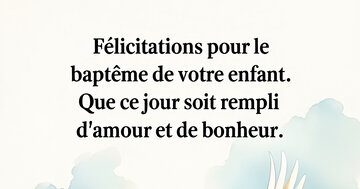 Aperçu de la carte : « Félicitations pour le baptême de votre enfant. Que ce jour soit rempli... »