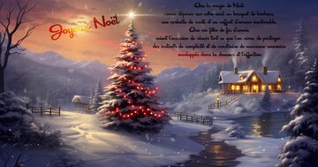 Aperçu de la carte : « Que la magie de Noël vienne déposer sur votre seuil un bouquet de bonheur... »