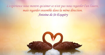Aperçu de la carte : « L'expérience nous montre qu'aimer ce n'est pas nous regarder l'un l'autre, mais regarder ensemble... »