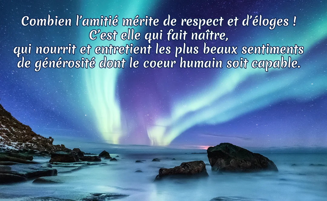 Paysage nocturne d'une côte rocheuse sous un ciel étoilé illuminé par une aurore boréale aux teintes vertes et violettes.