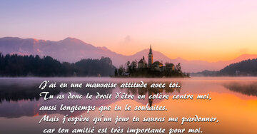 Aperçu de la carte : « J'ai eu une mauvaise attitude, j'espère que tu me pardonneras car ton amitié m'est chère... »
