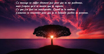 Aperçu de la carte : « Ce message ne suffit pas pour que tu me pardonnes, mais je regrette... »