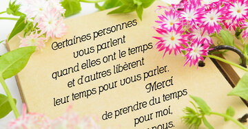 Aperçu de la carte : « D'autres libèrent leur temps pour vous parler. Merci de prendre du temps pour nous... »