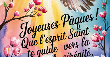 Aperçu de la carte : « Joyeuses Pâques! Que l'esprit Saint te guide vers la paix et la sérénité,... »