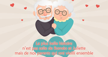 Aperçu de la carte : « La plus belle histoire... de nos parents qui ont vieilli ensemble... »