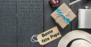 Aperçu de la carte : « Papa (n,m) : Personne sur laquelle on aime se reposer, synonyme : super héros... »