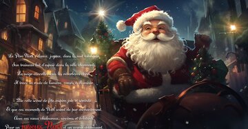 Aperçu de la carte : « Le Père Noël s'élance, joyeux, dans la nuit tombante... »