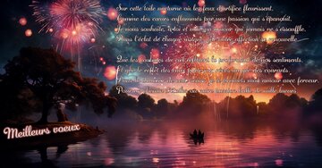 Aperçu de la carte : « Sur cette toile nocturne, je nous souhaite un amour passionné qui jamais ne s'essouffle... »