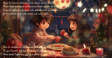 Aperçu de la carte : « Sous les lueurs d'une soirée d'hiver, je te présente mes vœux sincères d'amitié... »