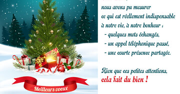 Aperçu de la carte : « Cette année, nous avons mesuré ce qui est indispensable à notre bonheur : les attentions... »