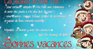 Aperçu de la carte : « Les vacances de Noël, c'est... pour certains..., pour d'autres... Moralité : il devrait y avoir... »