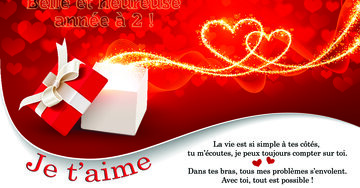 Aperçu de la carte : « Belle et heureuse année à 2 ! La vie est si simple à tes côtés... »