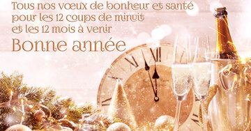 Aperçu de la carte : « Tous nos vœux de bonheur et santé pour les 12 coups de minuit... »