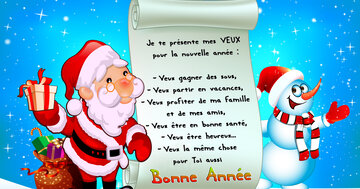 Aperçu de la carte : « Je te présente mes "VEUX" : gagner des sous, partir en vacances, être heureux... »