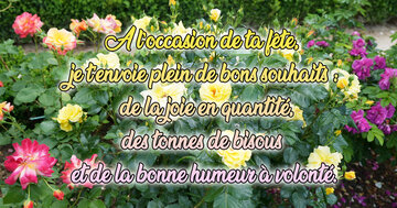 Aperçu de la carte : « Je t'envoie plein de bons souhaits : joie, bisous et bonne humeur à volonté... »