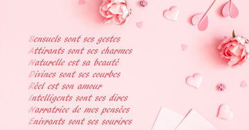 Aperçu de la carte : « Sensuels sont ses gestes, attirants ses charmes, naturelle sa beauté, divines ses courbes... »