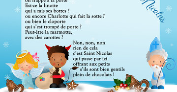 Aperçu de la carte : « Toc, toc, toc, on frappe à la porte... c'est Saint Nicolas avec ses chocolats ! »...