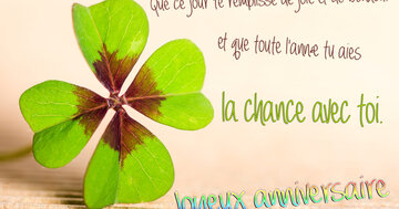 Aperçu de la carte : « Que ce jour te remplisse de joie et que la chance t'accompagne toute l'année... »