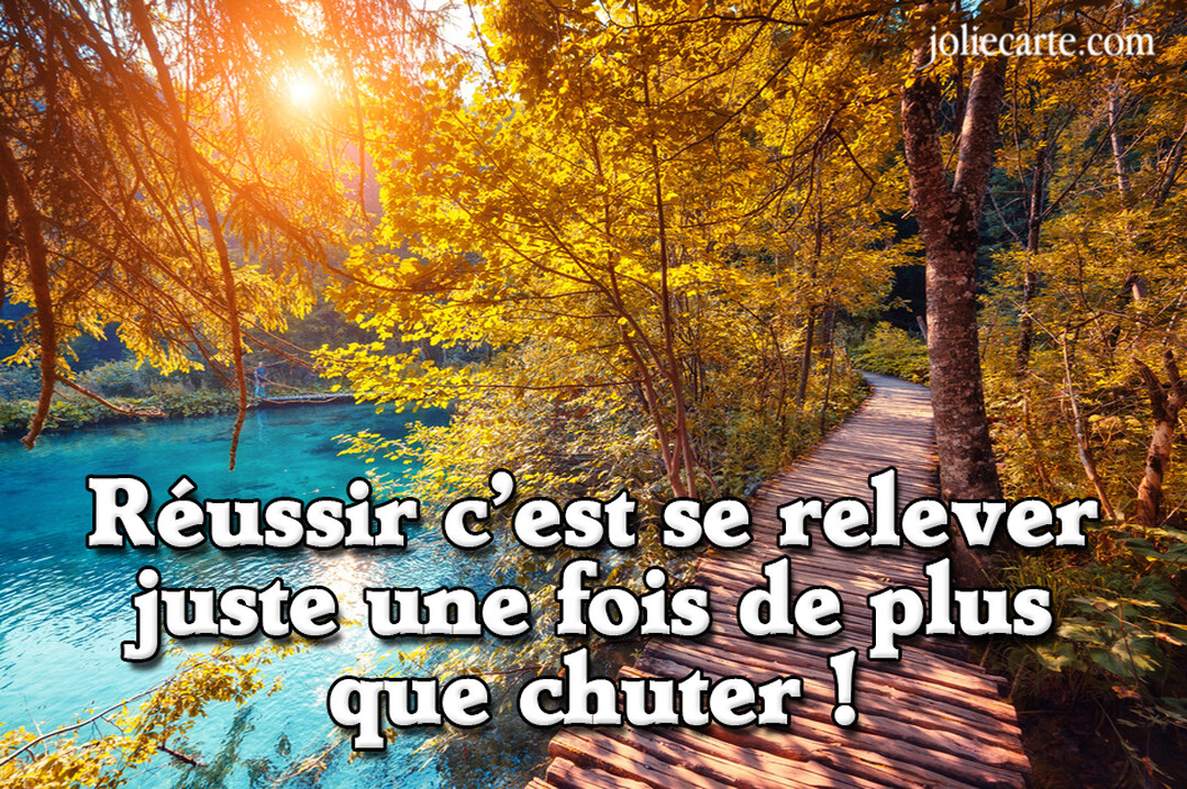 Un sentier en bois serpente à travers une forêt aux feuilles dorées, longeant une rivière d'un bleu cristallin sous un soleil éclatant.