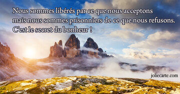 Aperçu de la carte : « Nous sommes libérés par ce que nous acceptons mais prisonniers de ce que nous refusons... »