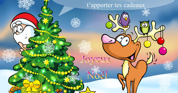 Aperçu de la carte : « Un de mes petits rennes arrive bientôt pour t'apporter tes cadeaux... »