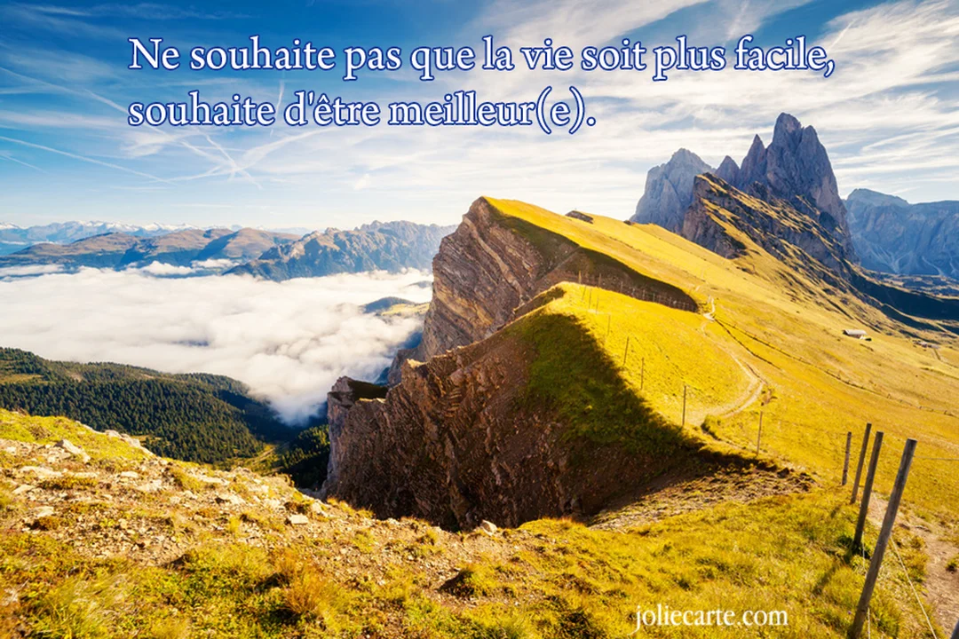 Vue panoramique d'une crête montagneuse ensoleillée surplombant une vallée de nuages, avec un sentier invitant à l'ascension vers le sommet.