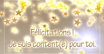 Aperçu de la carte : Félicitations ! Je suis content(e) pour toi.