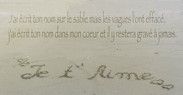 Aperçu de la carte : « J'ai écrit ton nom sur le sable mais les vagues l'ont effacé... »