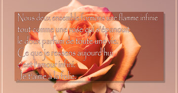 Aperçu de la carte : « Nous deux ensemble formons une flamme infinie... Je t'aime à la folie. »