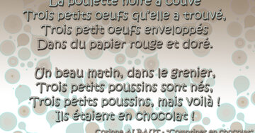 Aperçu de la carte : « La poulette noire a couvé trois petits œufs qui étaient en chocolat !... »