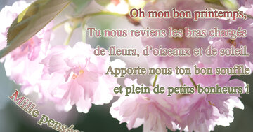 Aperçu de la carte : « Oh mon bon printemps, Tu nous reviens les bras chargés de fleurs, d'oiseaux... »