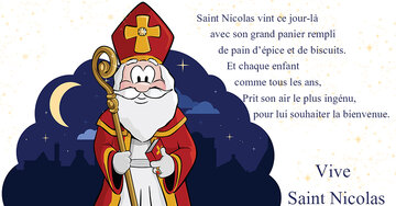 Aperçu de la carte : « Saint Nicolas vint ce jour-là avec son grand panier rempli de pain d'épice et... »