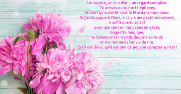 Aperçu de la carte : « Un sourire, un clin d'œil... tu balaies mes incertitudes et me redonnes l'envie de rire... »